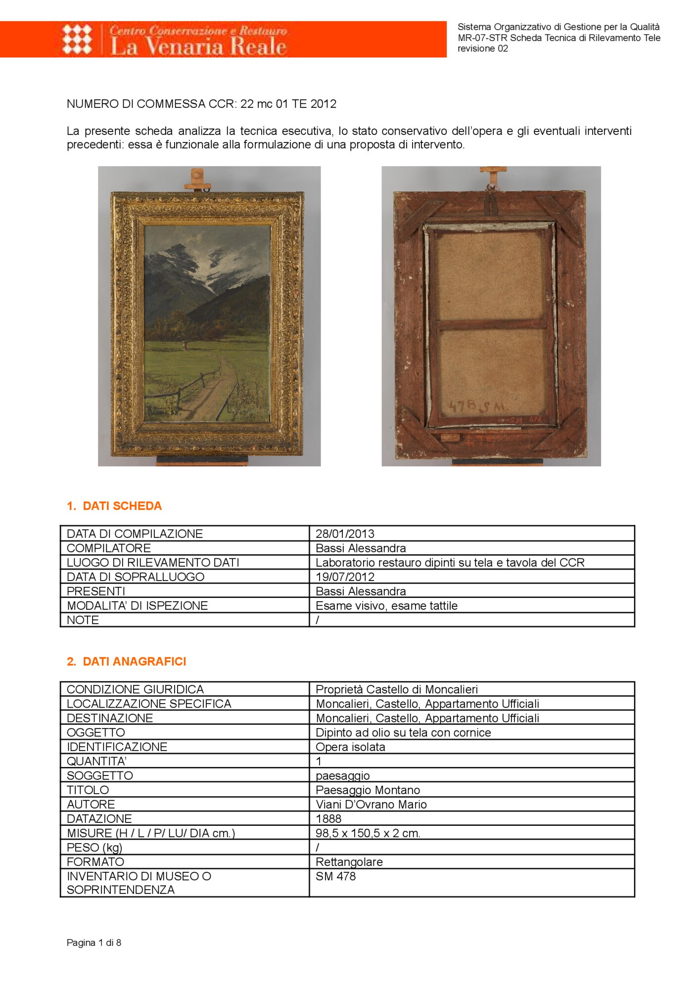 Detection data sheet