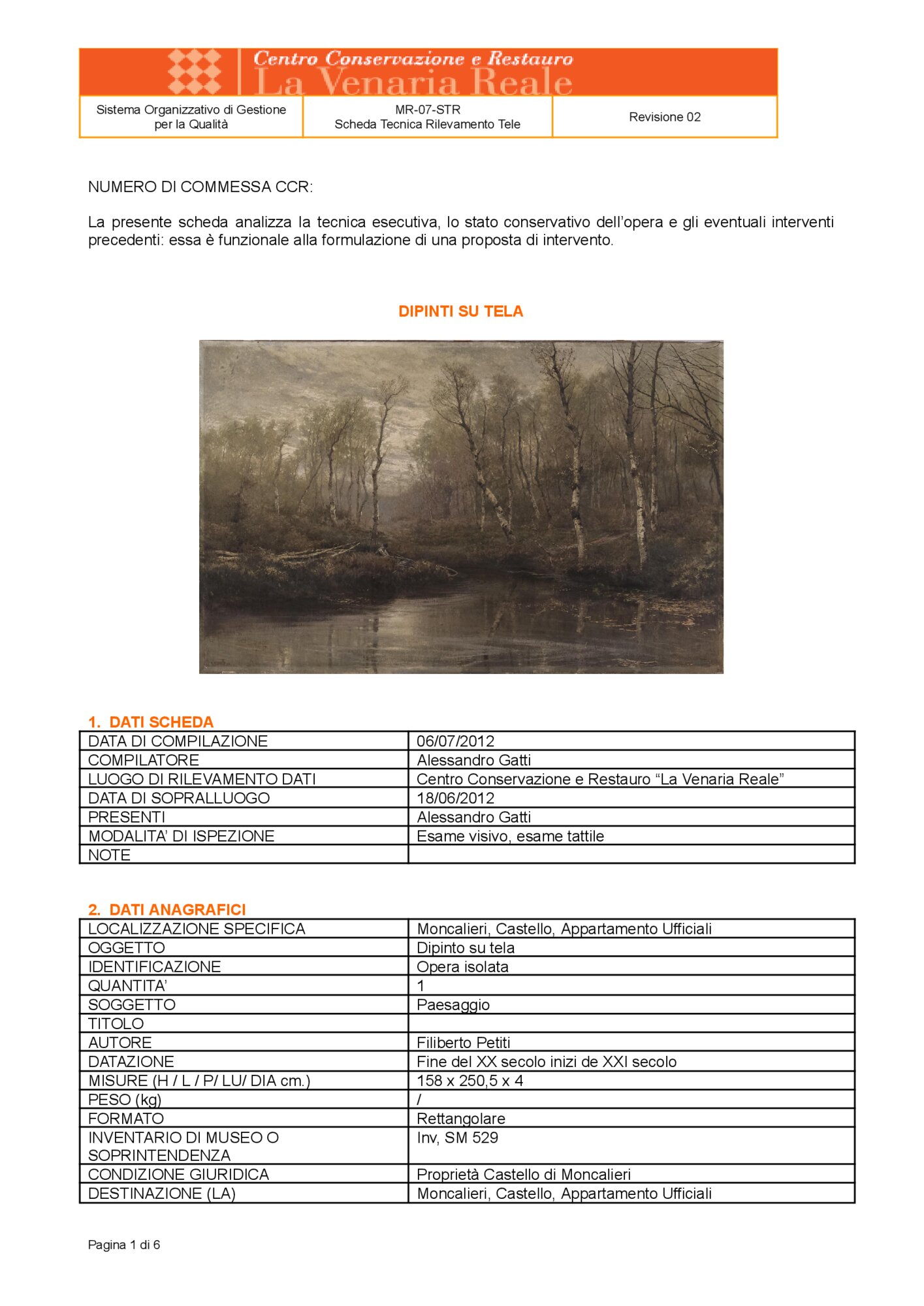 Detection data sheet