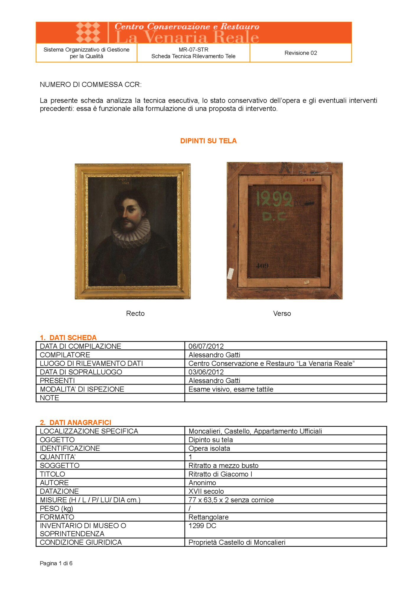 Detection data sheet