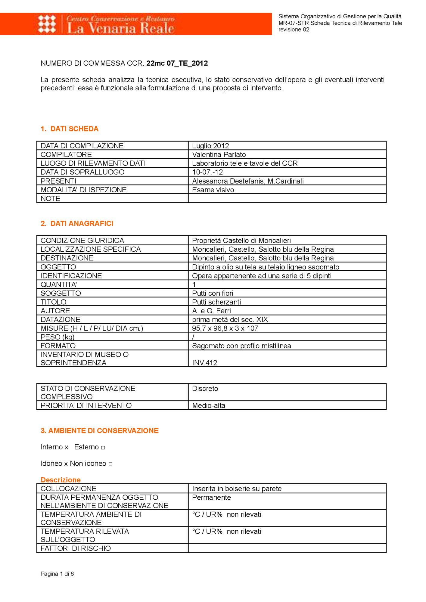 Putto inv. detection data sheet 412