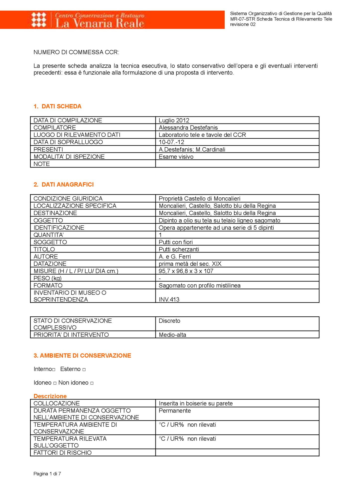 Putto inv. detection data sheet 413
