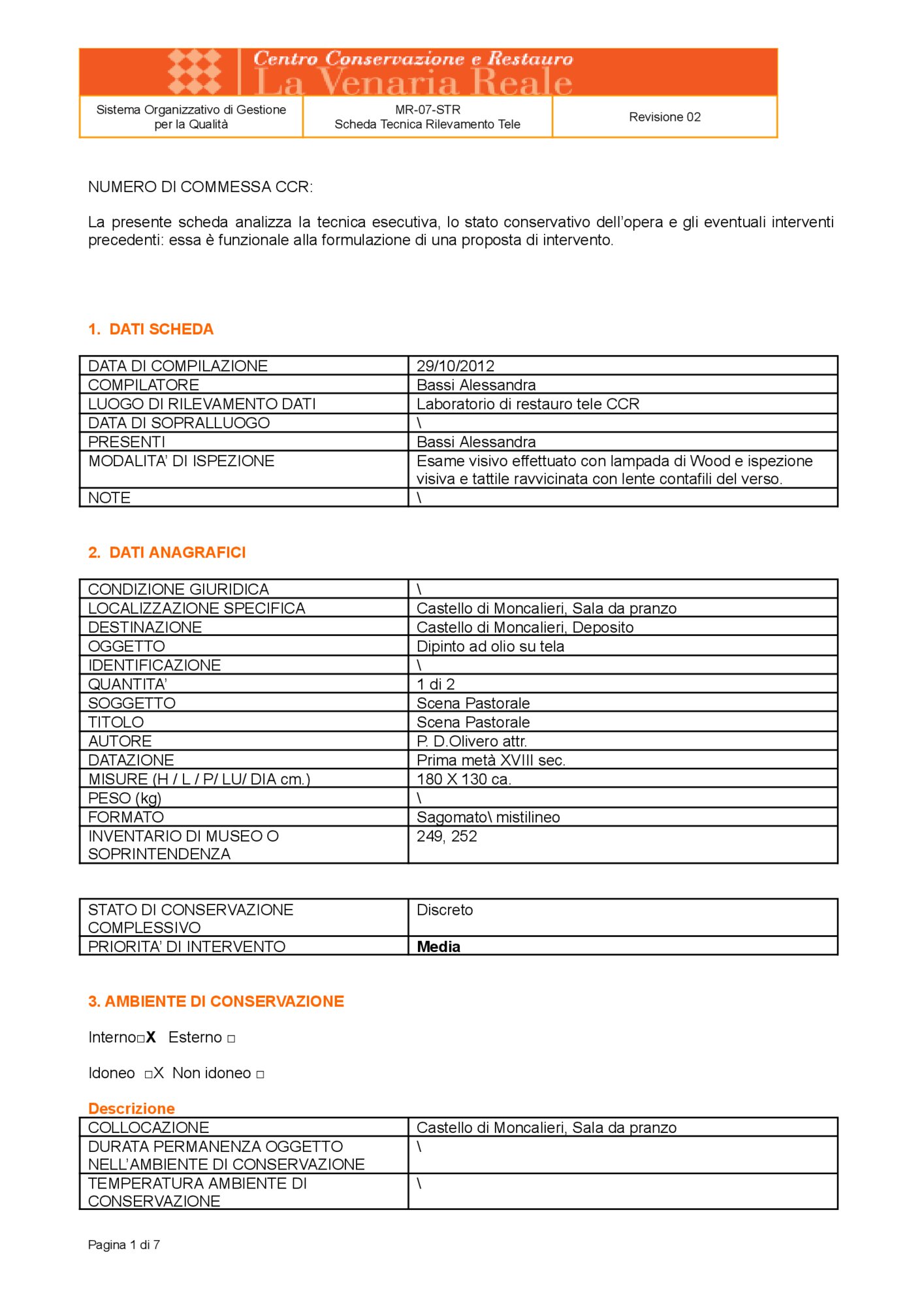 Survey data sheet, Pastoral scene, inv. 249