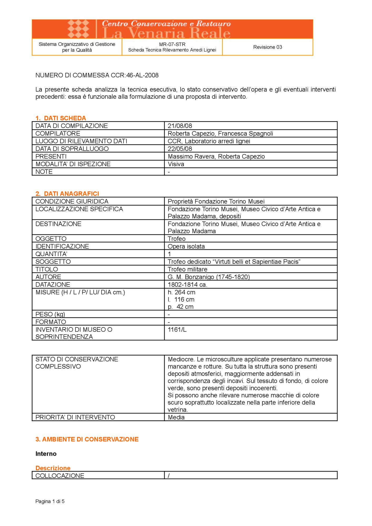 Detection data sheet