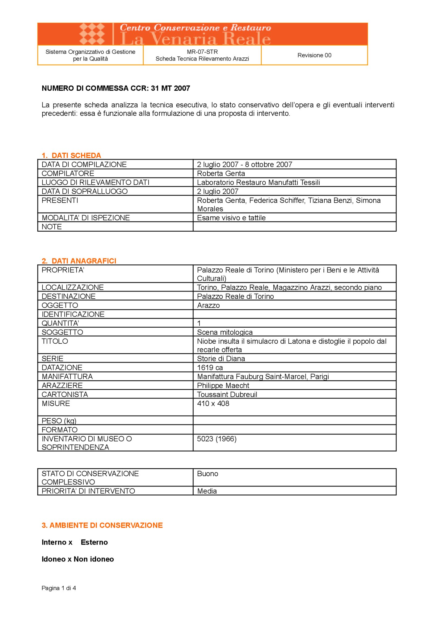 Detection data sheet