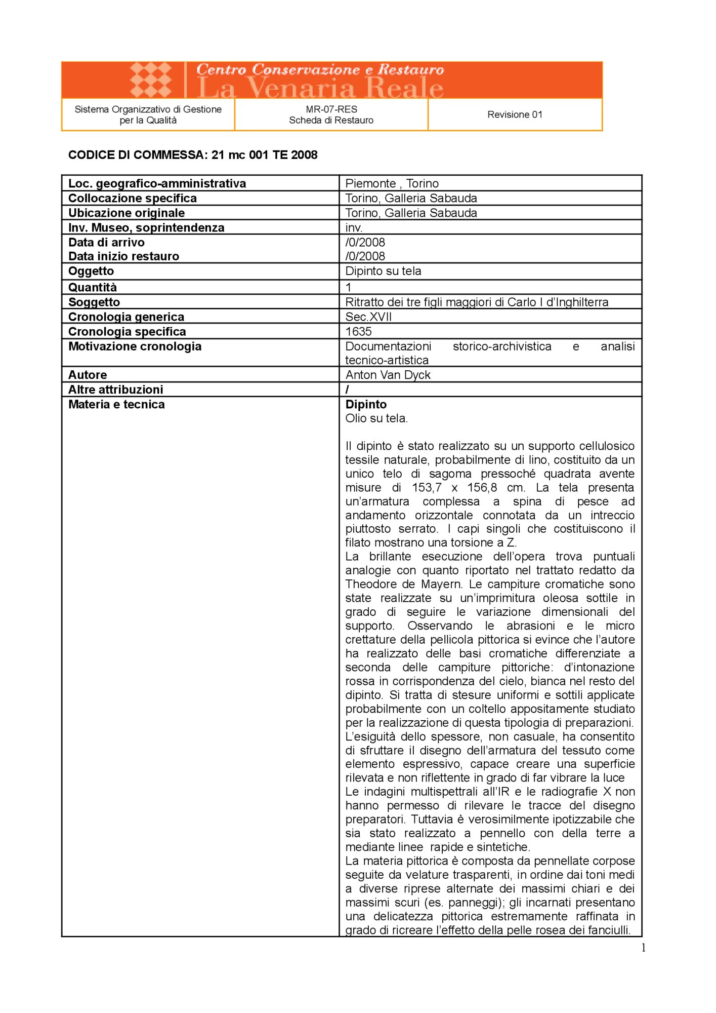 21mc034-TE-2008_Torino, Galleria Sabauda, Van Dyck, I figli di Carlo I, inv. 285
