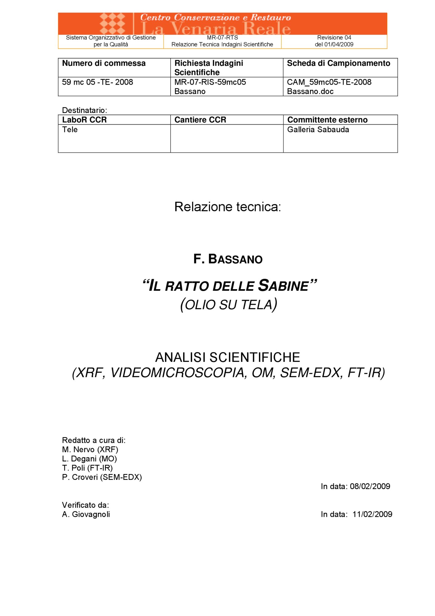 Technical report on scientific investigations