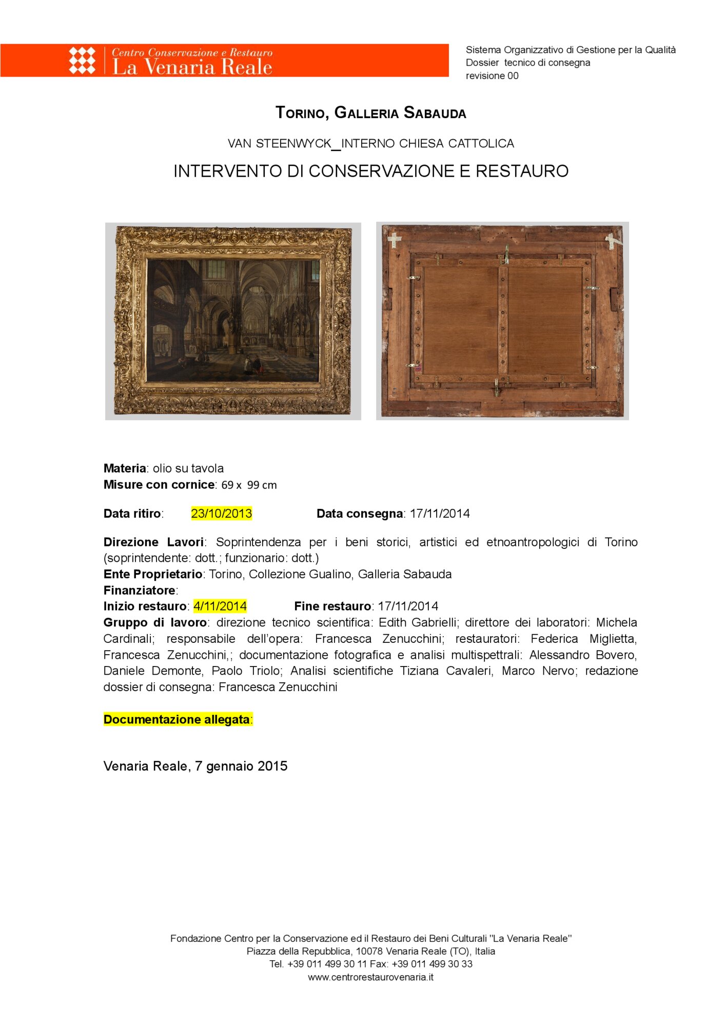 Scheda di restauro