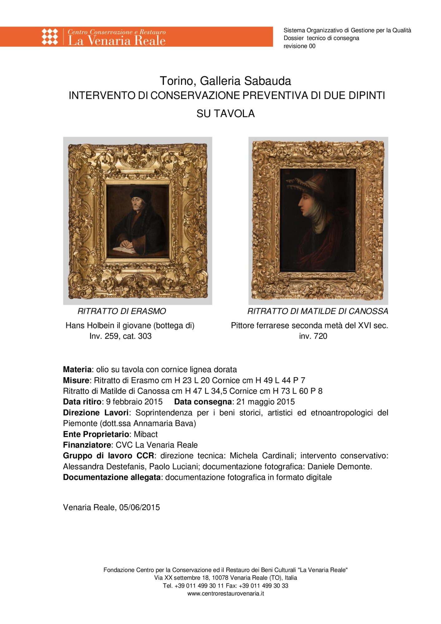 Scheda intervento conservativo