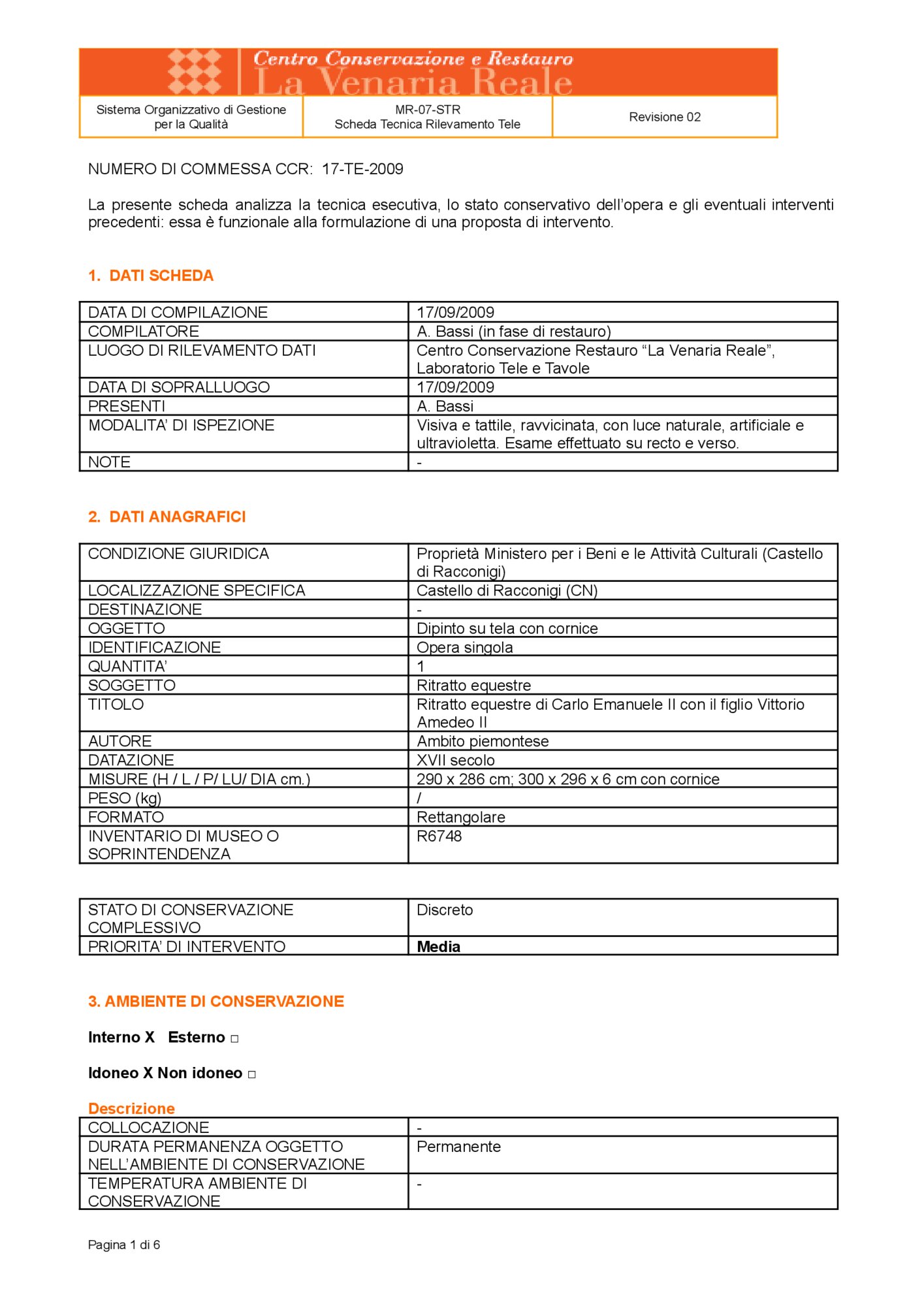 Detection data sheet