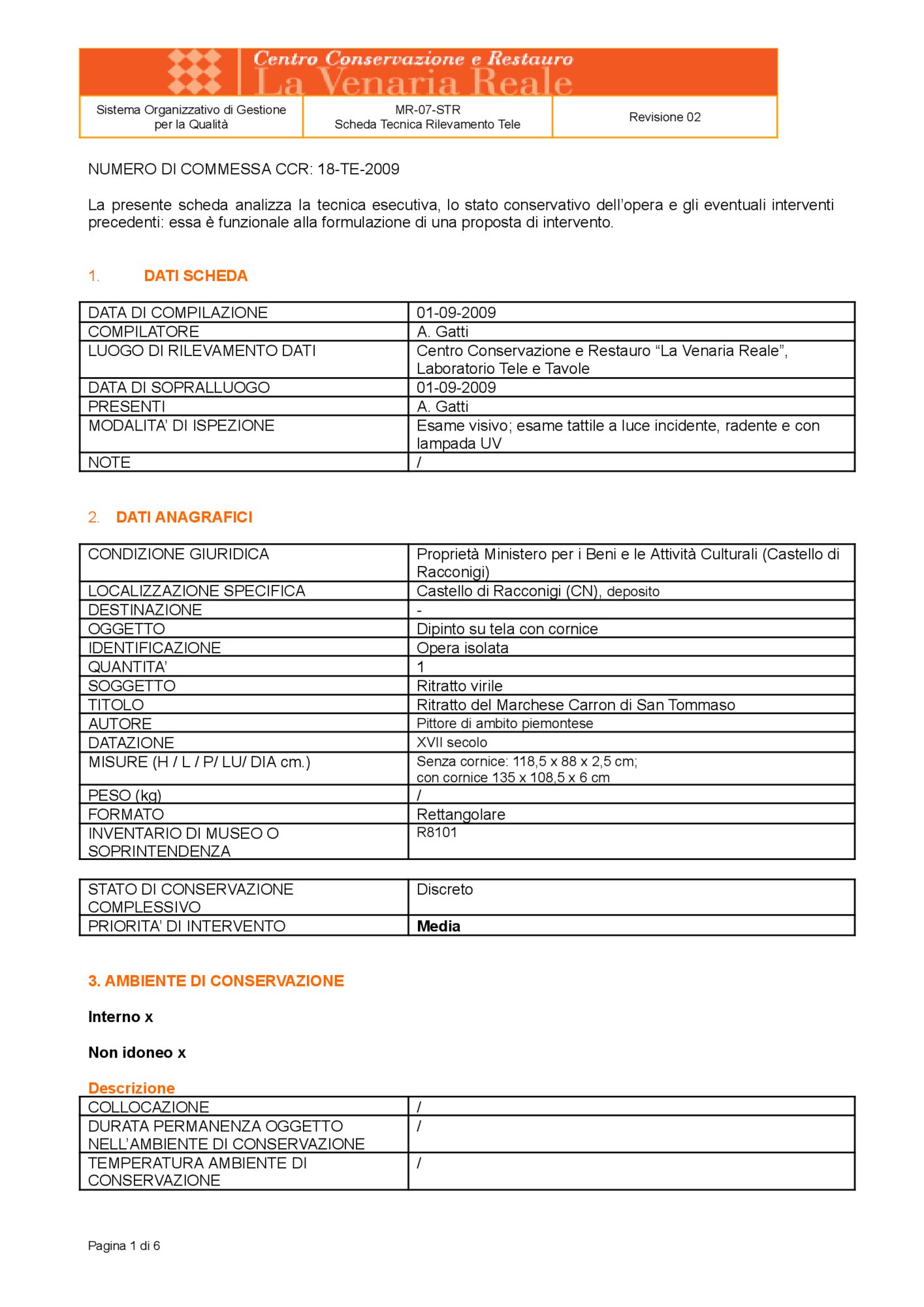 Detection data sheet