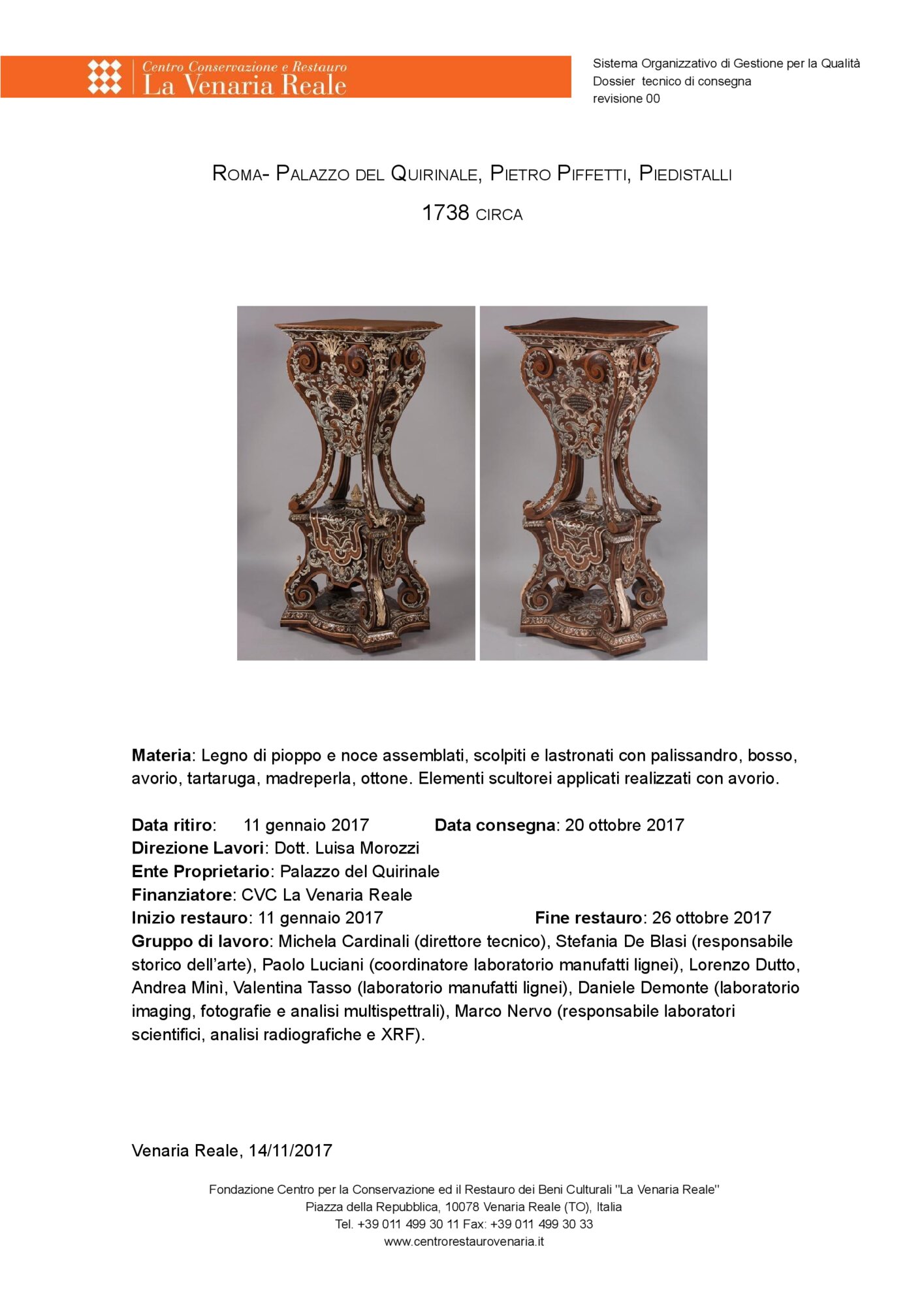 Scheda di restauro