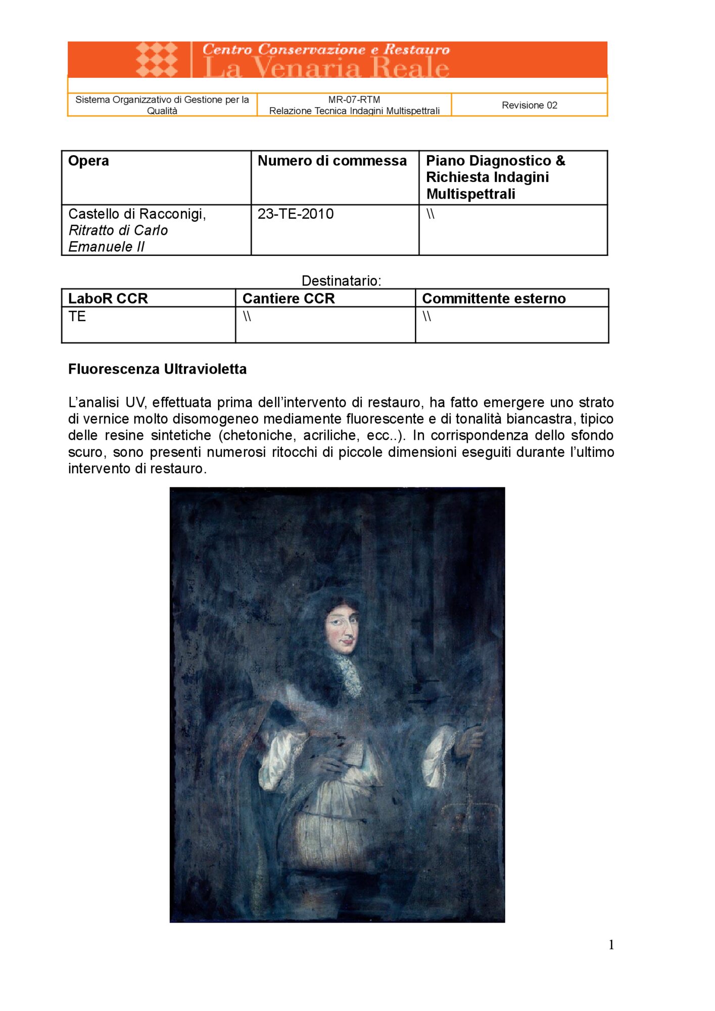 Relazione tecnica indagini multispettrali