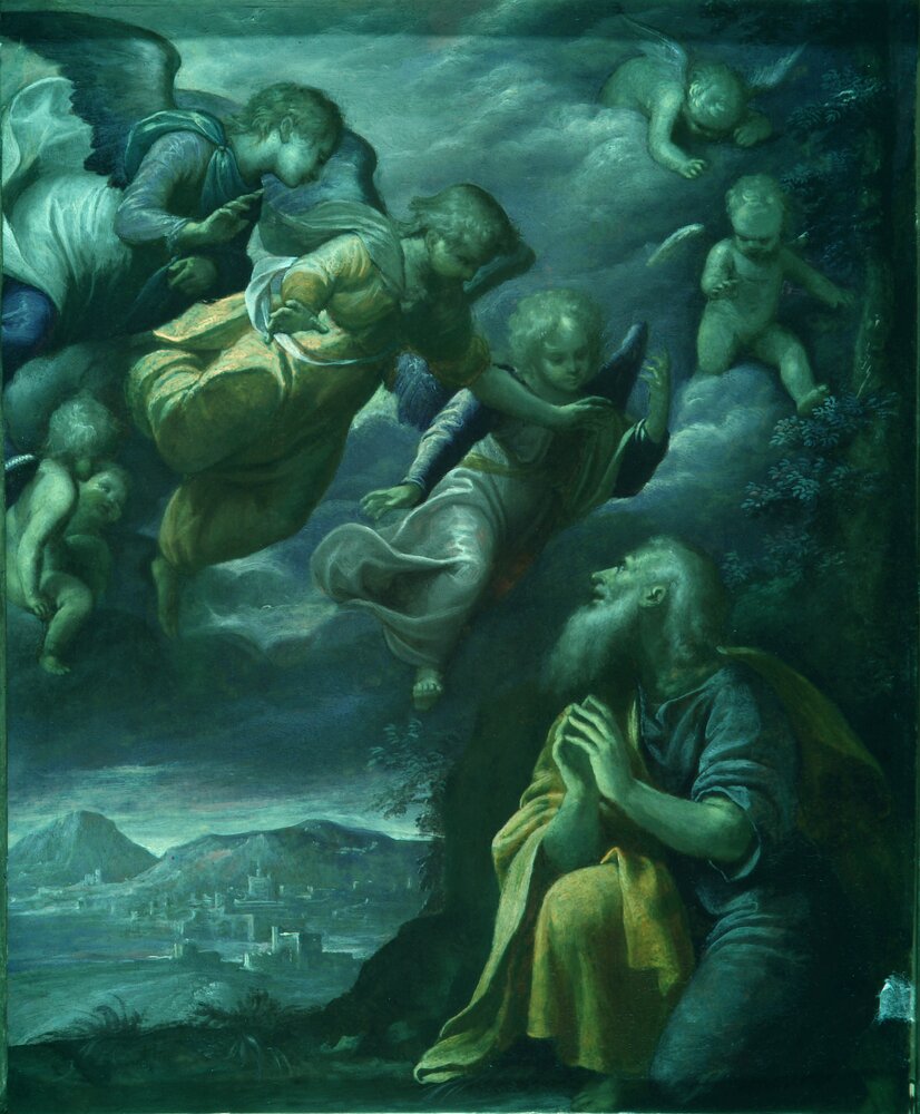 Galleria Sabauda, G. Caccia detto Moncalvo, Abramo e i tre angeli inv. 1088 - analisi falso colore