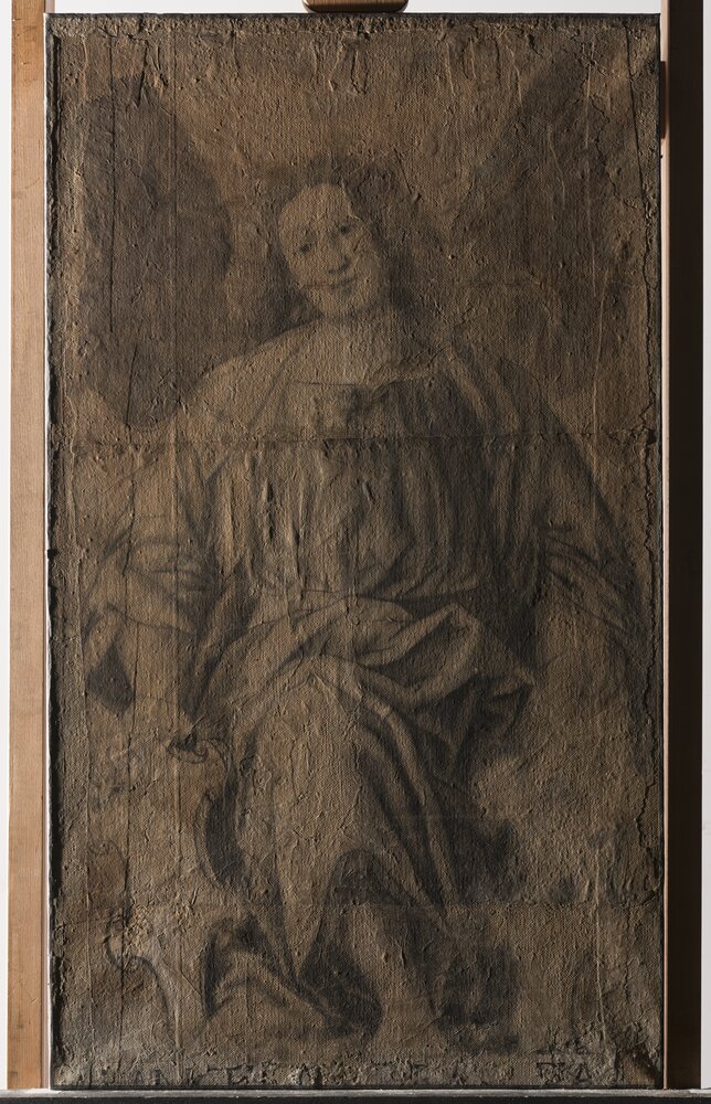 Torino, Pinacoteca Accademia Albertina, G. Ferrari, Arcangelo, inv. 337 - prima del restauro, luce radente