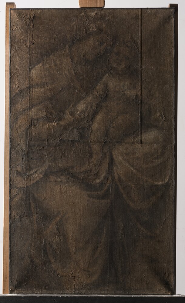 Torino, Pinacoteca Accademia Albertina, G. Ferrari, Madonna con il Bambino, inv. 304 - prima del restauro, luce radente