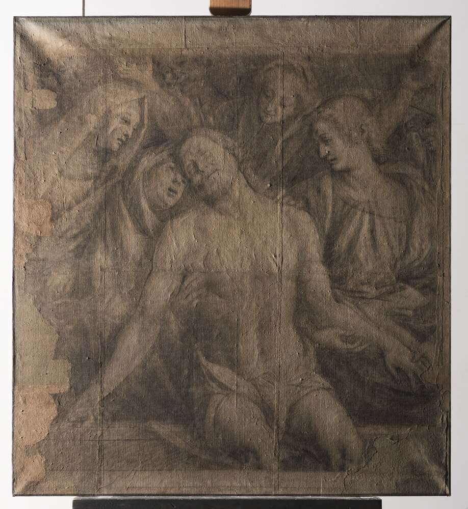 Torino, Pinacoteca Accademia Albertina, G. Ferrari, Pietà, inv. 323 - prima del restauro, luce radente