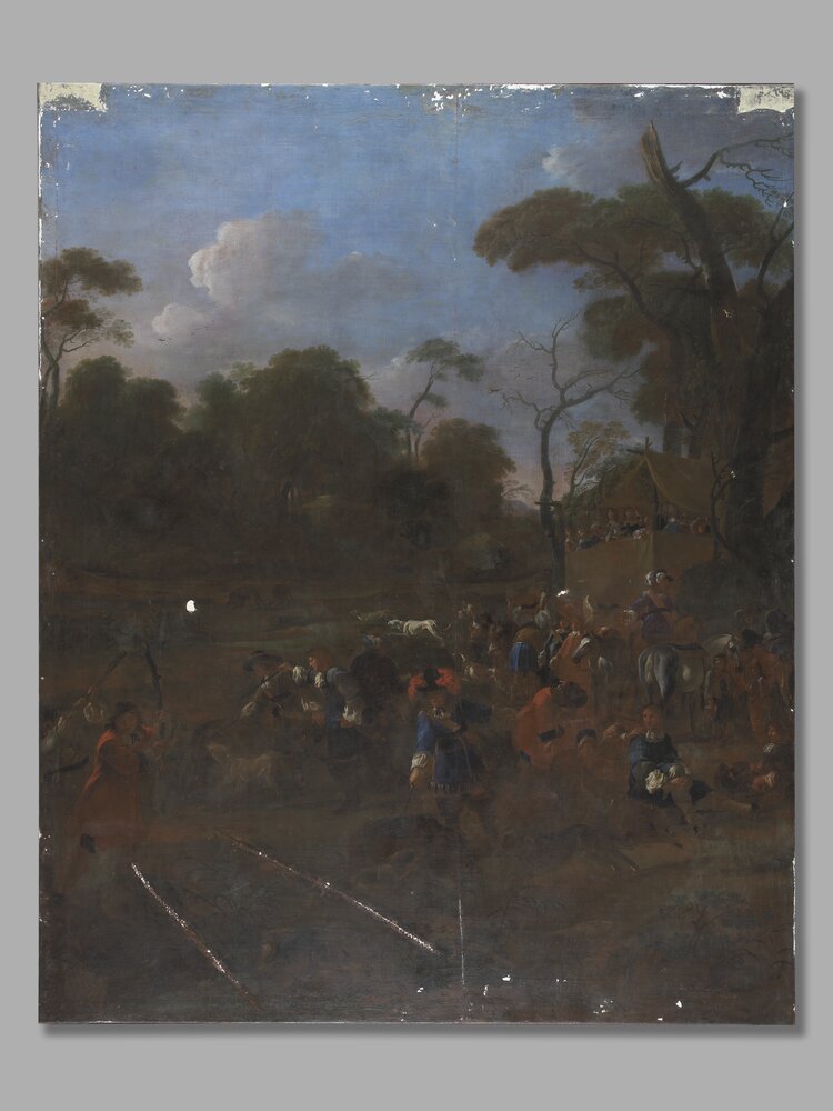 Venaria Reale, Reggia di Venaria, J. Miel, Hunting wild boar, inv. D 741 298 - during restoration, grouting