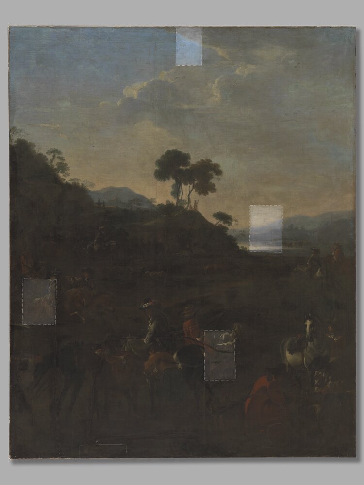 Venaria Reale, Royal Palace of Venaria, J. Miel, Hunting deer, inv. D 743 300 - during restoration, cleaning