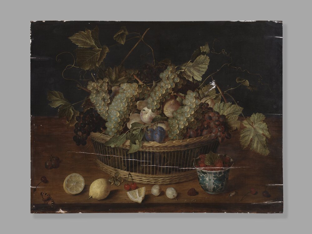 Galleria Sabauda, J. Van Hulsdonck, Fruit basket inv. 507 - during the restoration