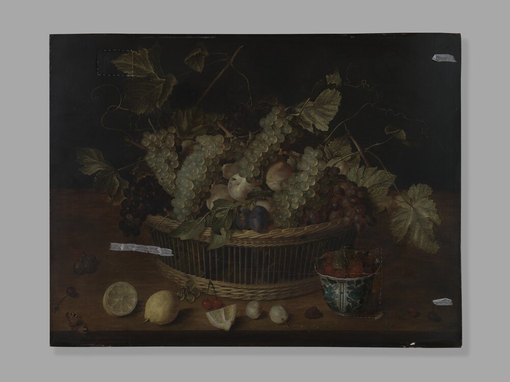Galleria Sabauda, J. Van Hulsdonck, Fruit basket inv. 507 - during the restoration