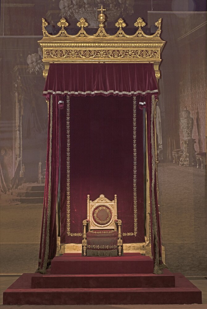 Roma, Palazzo del Quirinale, Trono e baldacchino, inv. PR 7756/1-2 - allestimento in mostra