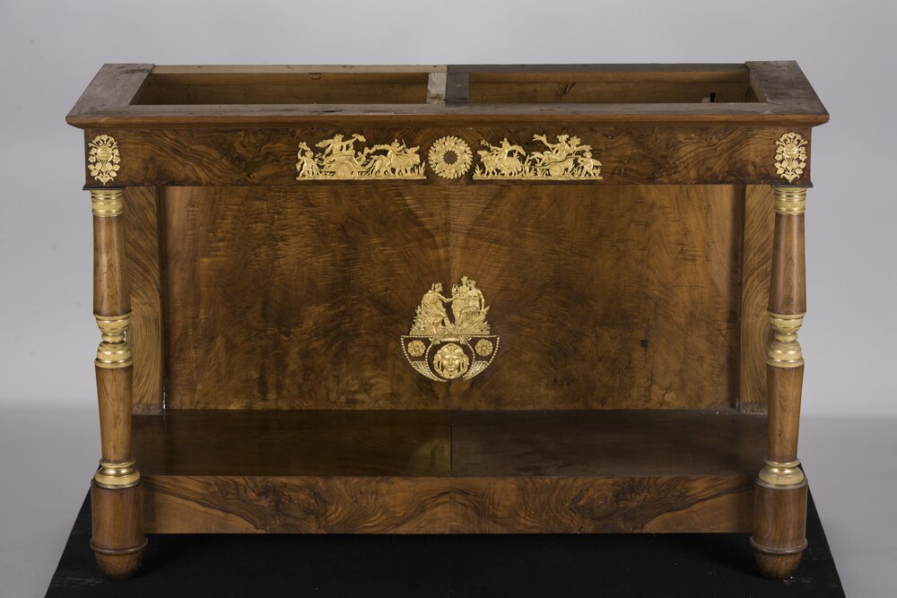 Agliè, Castello ducale, minusiere Berolati, Console, inv. 28 - durante il restauro