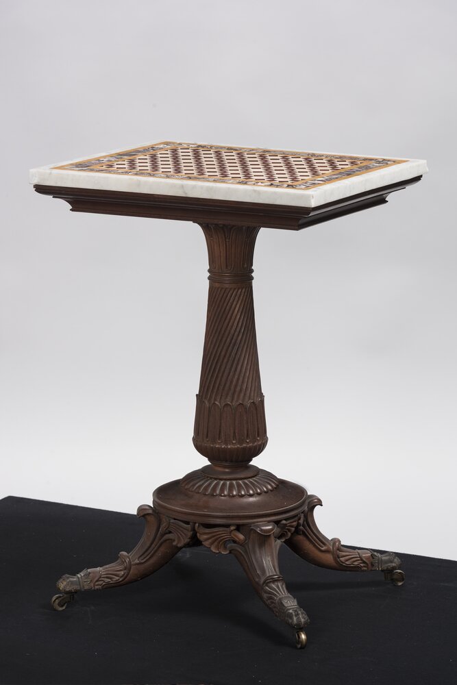 124mc02-AL-2017_Agliè, Castello ducale, G. Capello (Moncalvo), Tavolino con piano di appoggio in opus sectile, inv. 302