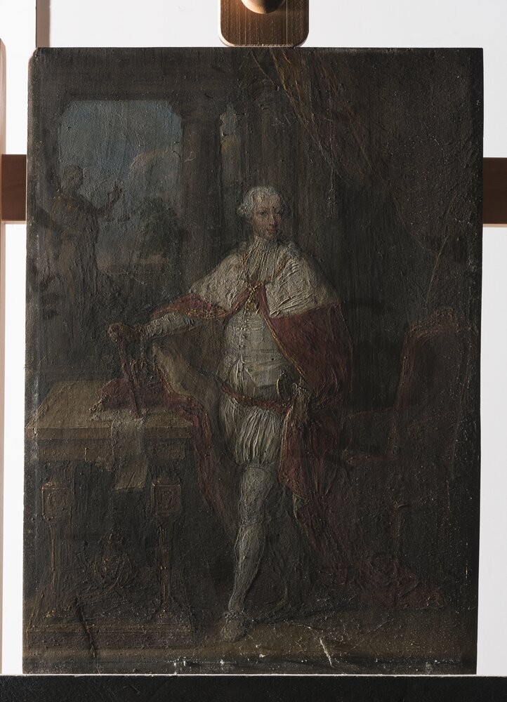 Racconigi, Castello, L. Tesio, Ritratto di Vittorio Amedeo III, R 2268 - prima del restauro, luce radente