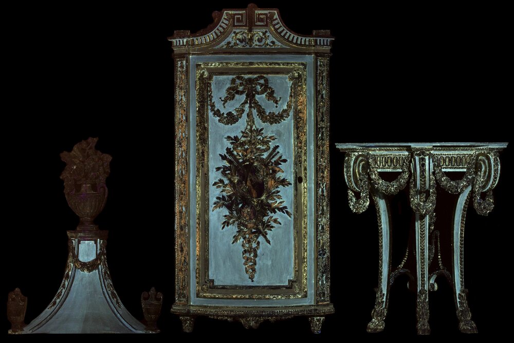 Torino, Palazzo Reale, F. Bolgiè, Angoliera con strumenti musicali, inv. 10264  - analisi UV