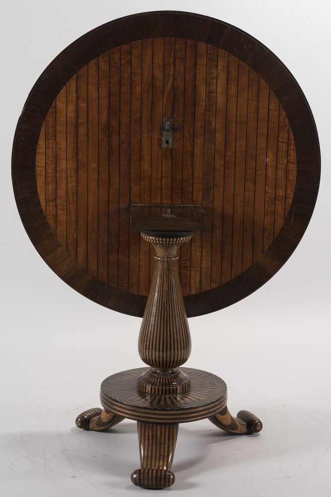 Turin, Palazzo Reale, G. G. Descalzi (the Bell Tower), Round table with radial inlays, inv. 4805 - before restoration