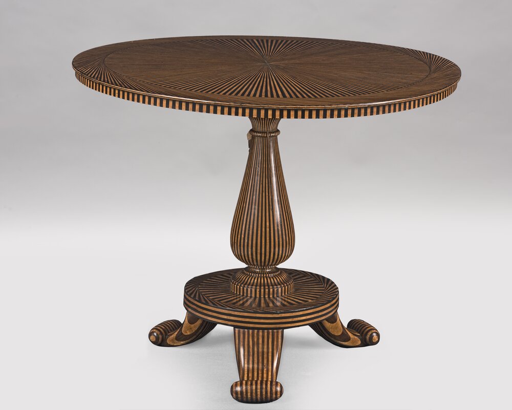 Turin, Palazzo Reale, G. G. Descalzi (the Bell Tower), Round table with radial inlays, inv. 4805 - after restoration