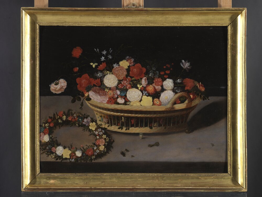 Moncalieri, Castello, Natura morta con canestra di fiori, inv. 364 - dopo il restauro