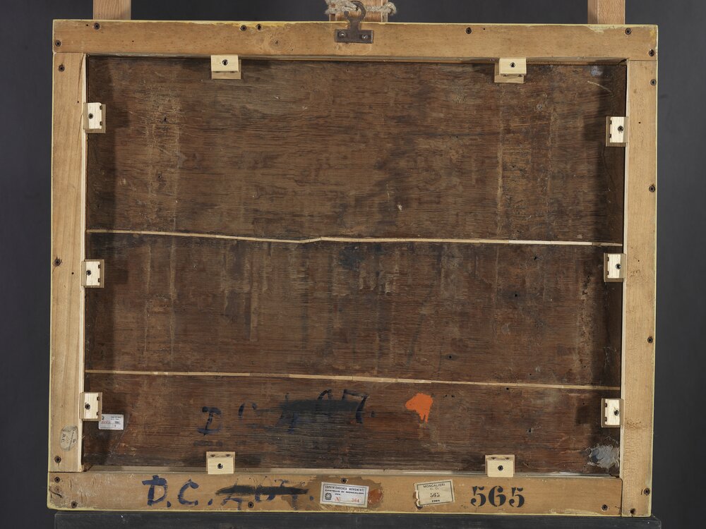 Moncalieri, Castello, Natura morta con canestra di fiori, inv. 364, verso - dopo il restauro