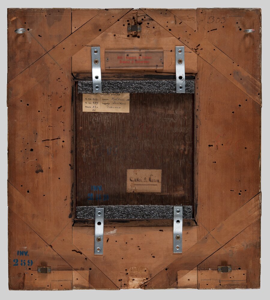 Venaria, Reggia, Ritratto di Erasmo, inv. 259, verso - prima del restauro