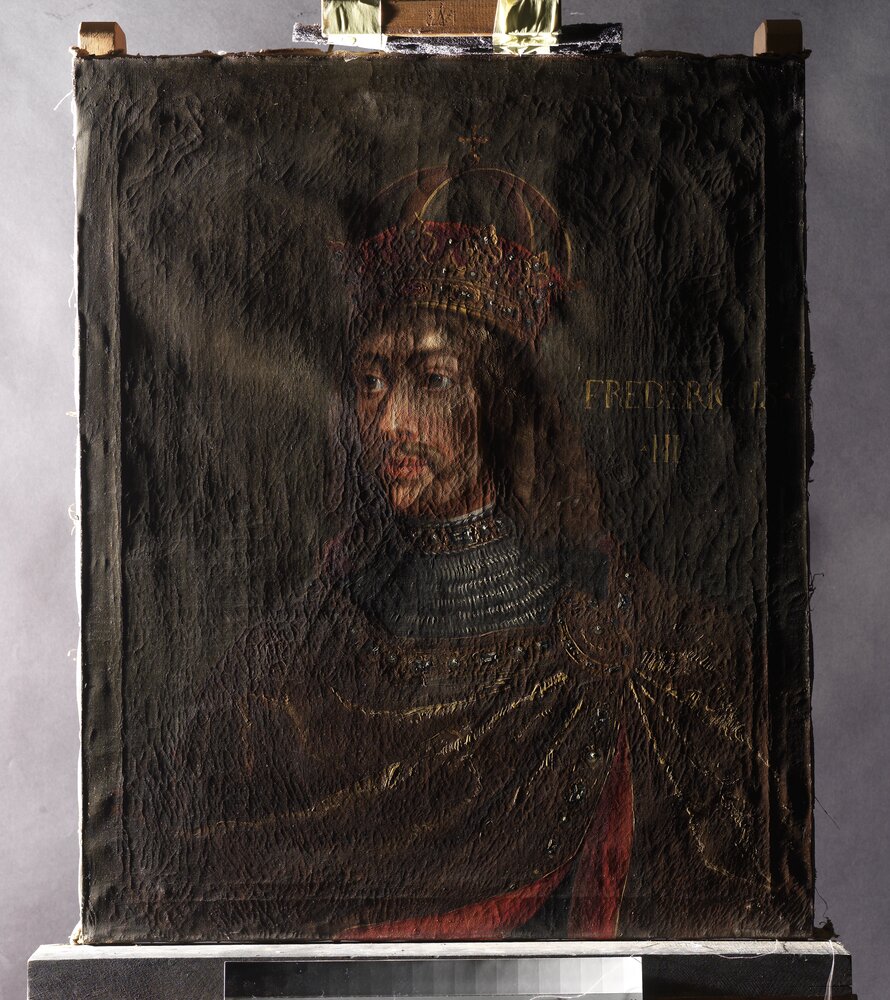 Venaria, Reggia, Portrait of Frederick III, inv. 5487 - before restoration, grazing light 