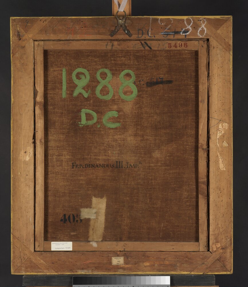 Venaria, Reggia, Portrait of Ferdinand III, inv. 5496, verso - before restoration