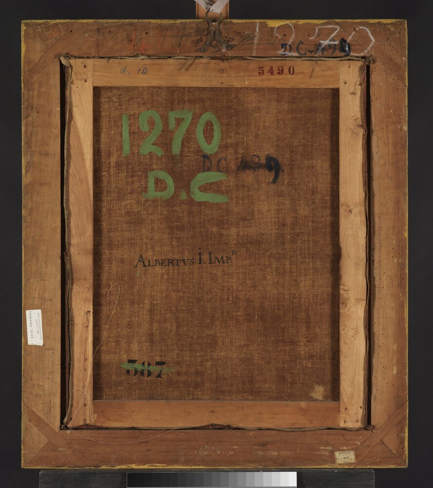 Venaria, Royal Palace, Portrait of Albert I Emperor, inv. 5490, verso - before restoration