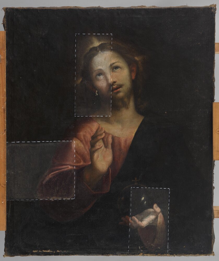 Moncalieri, Castle, Blessing Christ - during restoration, cleaning