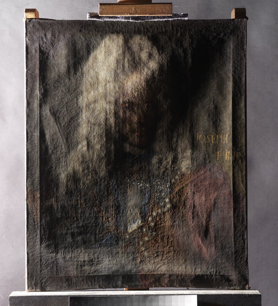 Venaria, Reggia, Portrait of Joseph I, inv. 5503 - before restoration, grazing light