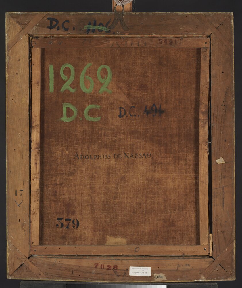 Venaria, Royal Palace, Portrait of Adolf of Nassau, inv. 5491, verso - before restoration