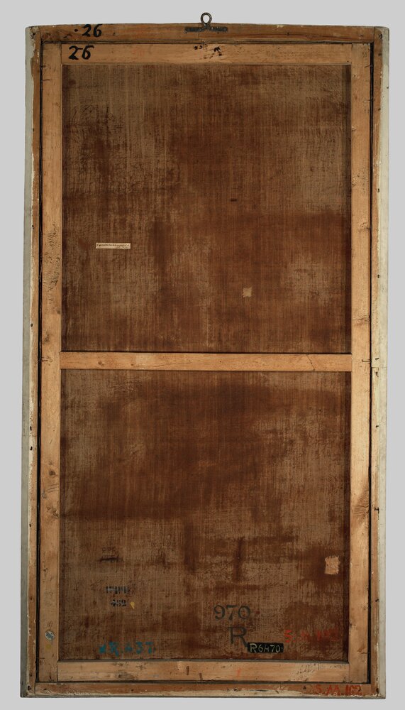 Venaria, Reggia, G. Panealbo (attr.), Portrait of Elizabeth of Lorraine, inv. R 6470, verso - before restoration