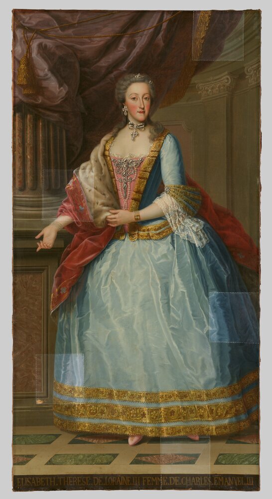 Venaria, Reggia, G. Panealbo (attr.), Portrait of Elizabeth of Lorraine, inv. R 6470 - during restoration