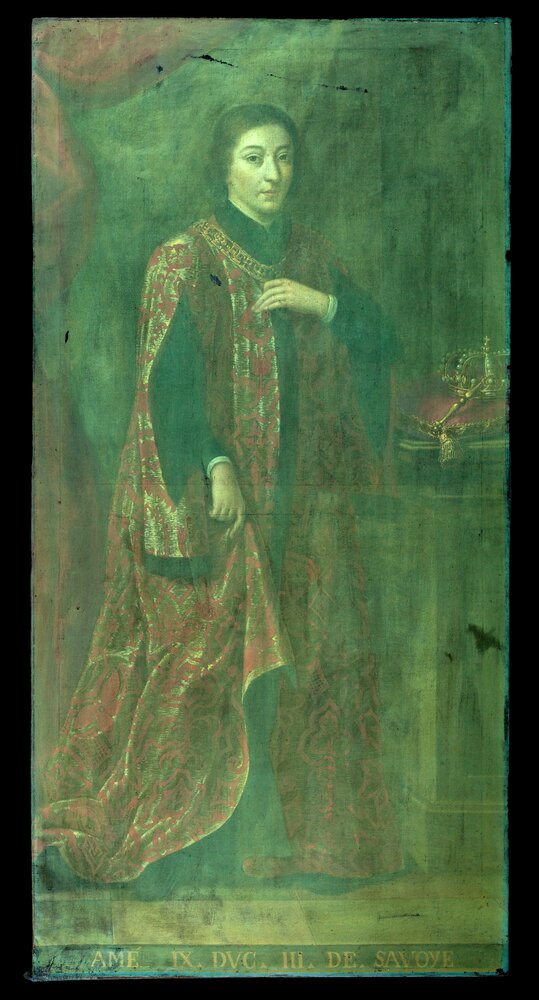 Venaria, Reggia, G. Panealbo (attr.), Portrait of Amadeus IX, inv. R 5538 - UV analysis