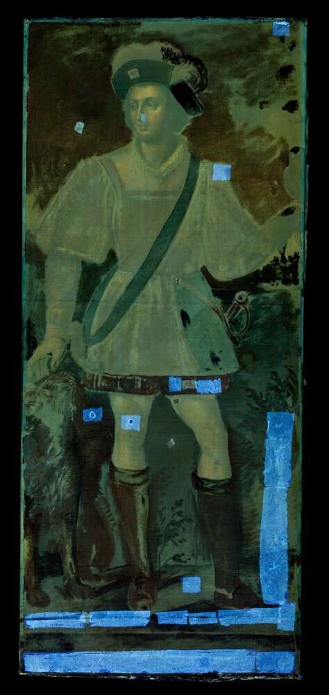 Venaria, Reggia, Portrait of Filiberto I the Hunter, inv. R 1513 - UV analysis