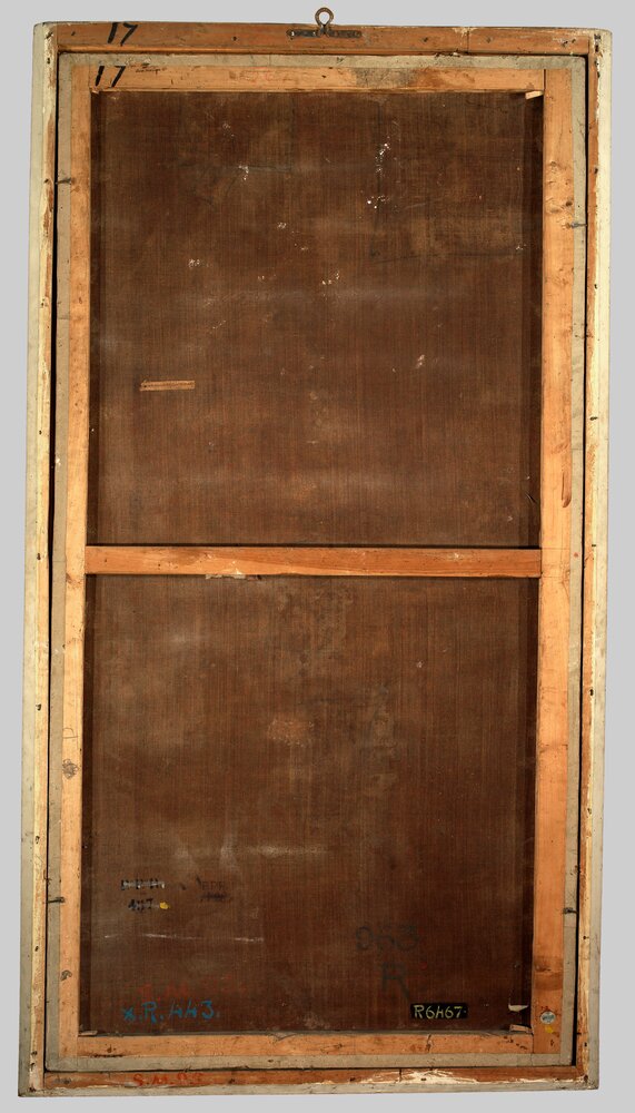 Venaria, Reggia, G. Panealbo (attr.), Ritratto di Carlo Emanuele II, inv. R 6467, verso - prima del restauro