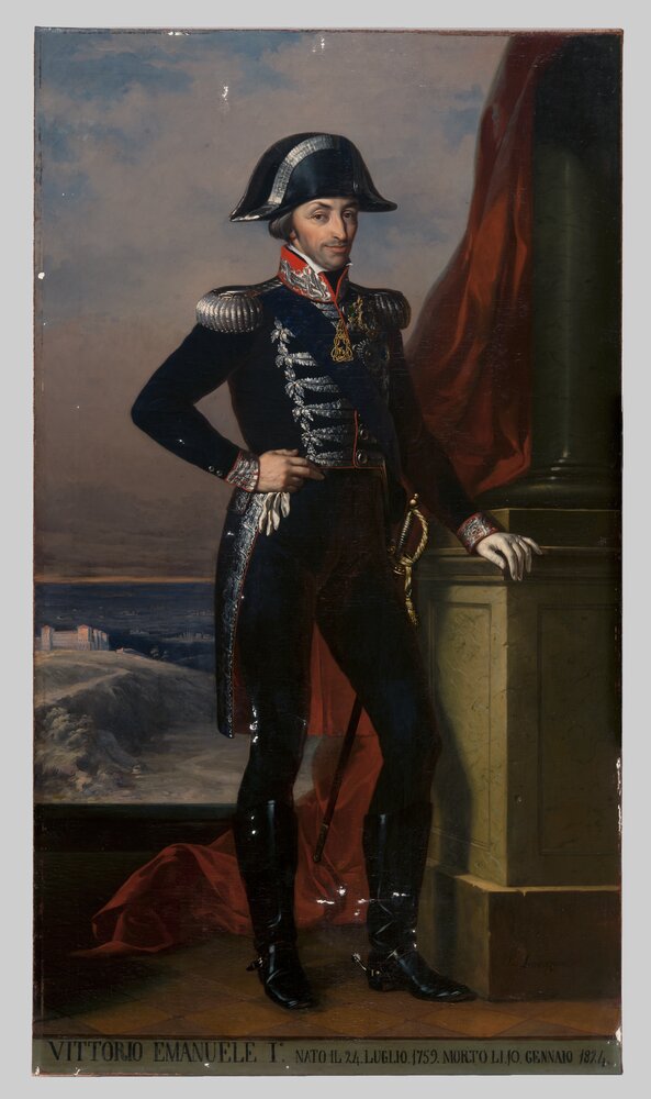 Venaria, Reggia, T. Lorenzone, Portrait of Vittorio Emanuele I, inv. R 2865 - during restoration, grouting