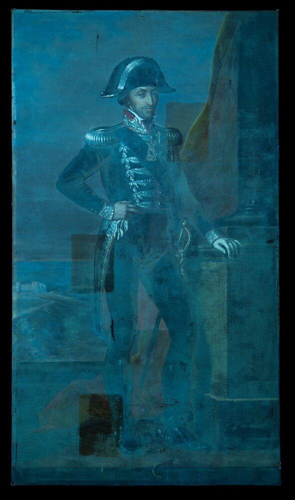 Venaria, Reggia, T. Lorenzone, Portrait of Vittorio Emanuele I, inv. R 2865 - UV analysis