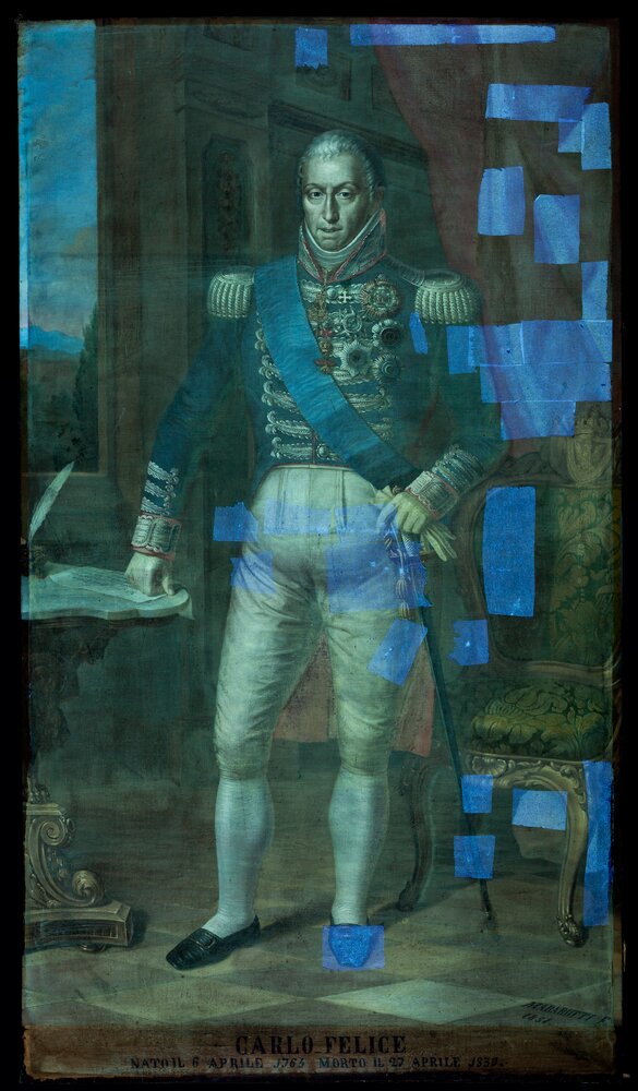 Venaria, Reggia, F. Marabotti, Portrait of Carlo Felice, inv. R 2861 - UV analysis