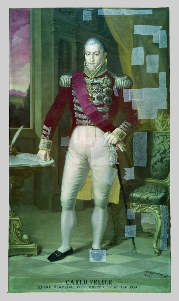 Venaria, Reggia, F. Marabotti, Portrait of Carlo Felice, inv. R 2861 - Infrared in false color (950 nm)