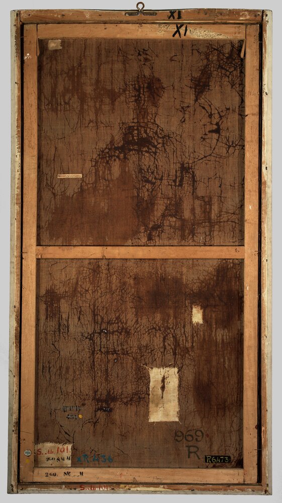 Venaria, Reggia, G. Panealbo (attr.), Portrait of Polissena Cristina of Hesse Rheinfels, inv. R 6473, verso - before restoration